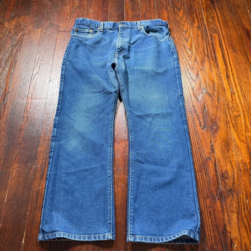 Levis 517 Jeans‎ Mens 38x30 Blue Dark Wash Bootcut Faded Whiskers Cowboy Western